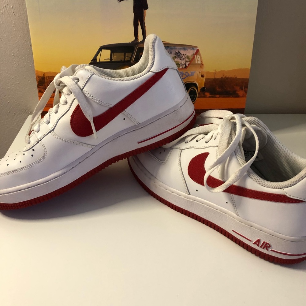 RED SWOOSH NIKE AIR FORCE 1’s